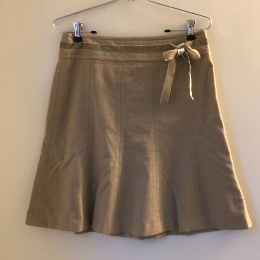 Ann Taylor Loft tan wool skirt with velvet bow